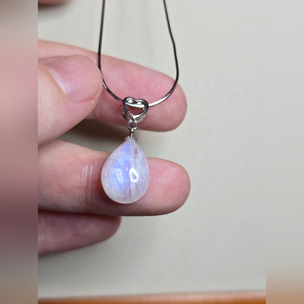 Moonstone Crystal and Sterling Silver Necklace - Picture 4 of 5